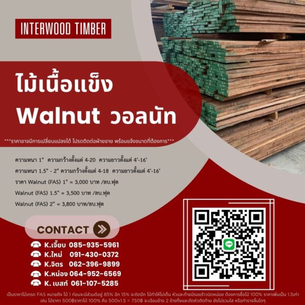ไม้เนื้อแข็ง ไม้วอลนัท Walnut (American Black Walnut) - Image 6