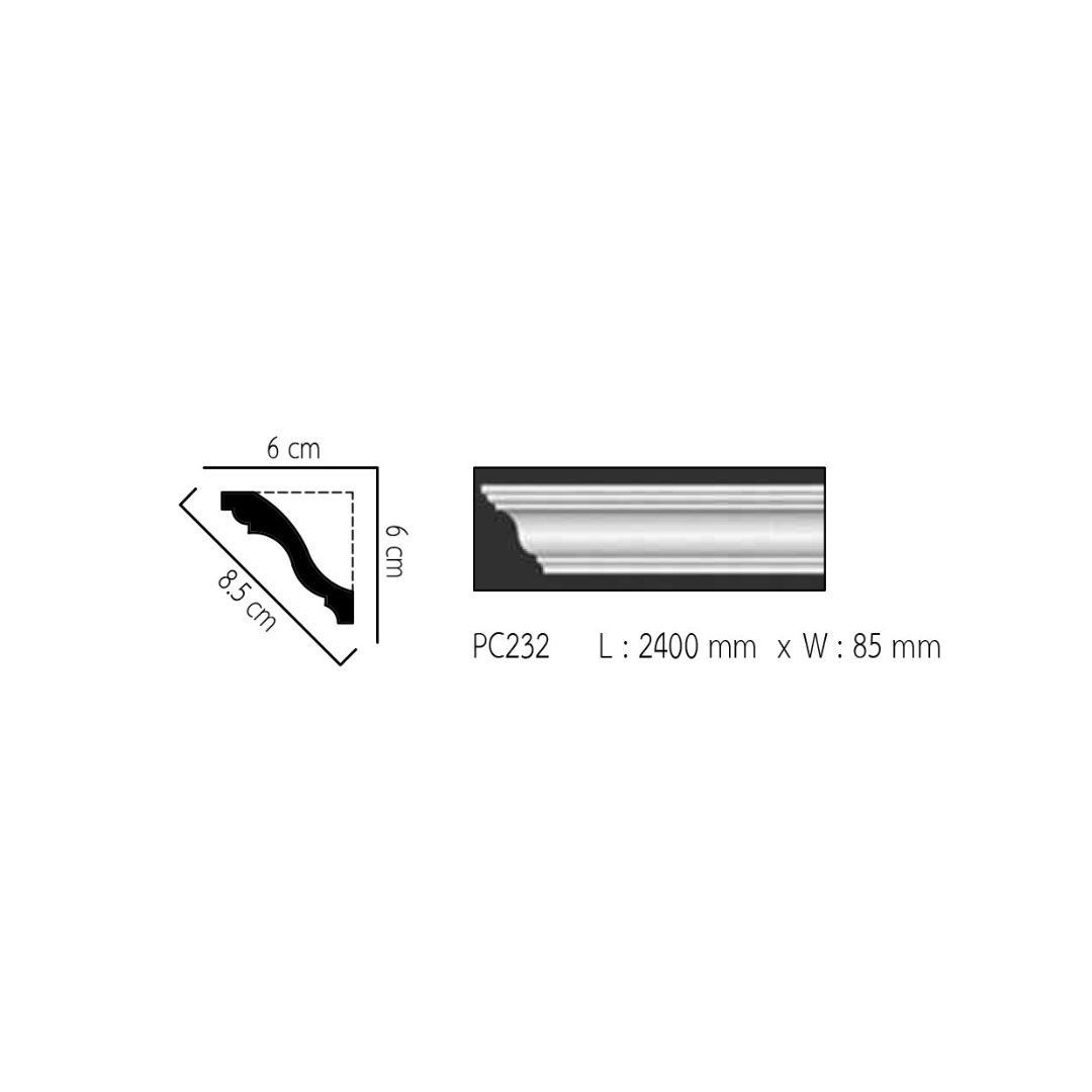 บัวฝ้า โพลียูรีเทน (PU) บัวฝ้า 3.5" 85mmx2.40m PC232 - Image 3