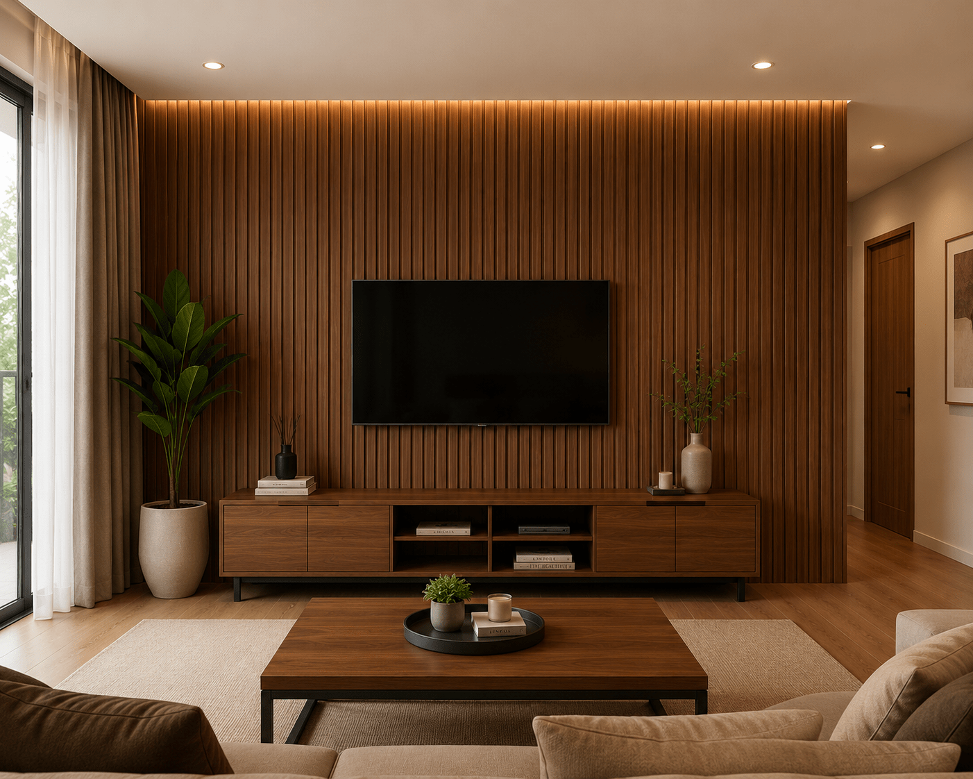 WPC PANEL ไม้ฝา 4" เว้นร่อง รหัส 228 EM212 (วอลนัท ธรรมชาติ) ขนาด 9x200x2900mm - Image 5