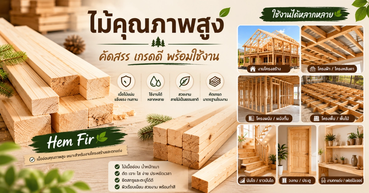 ไม้สน Hem Fir นำเข้าจากแคนาดา