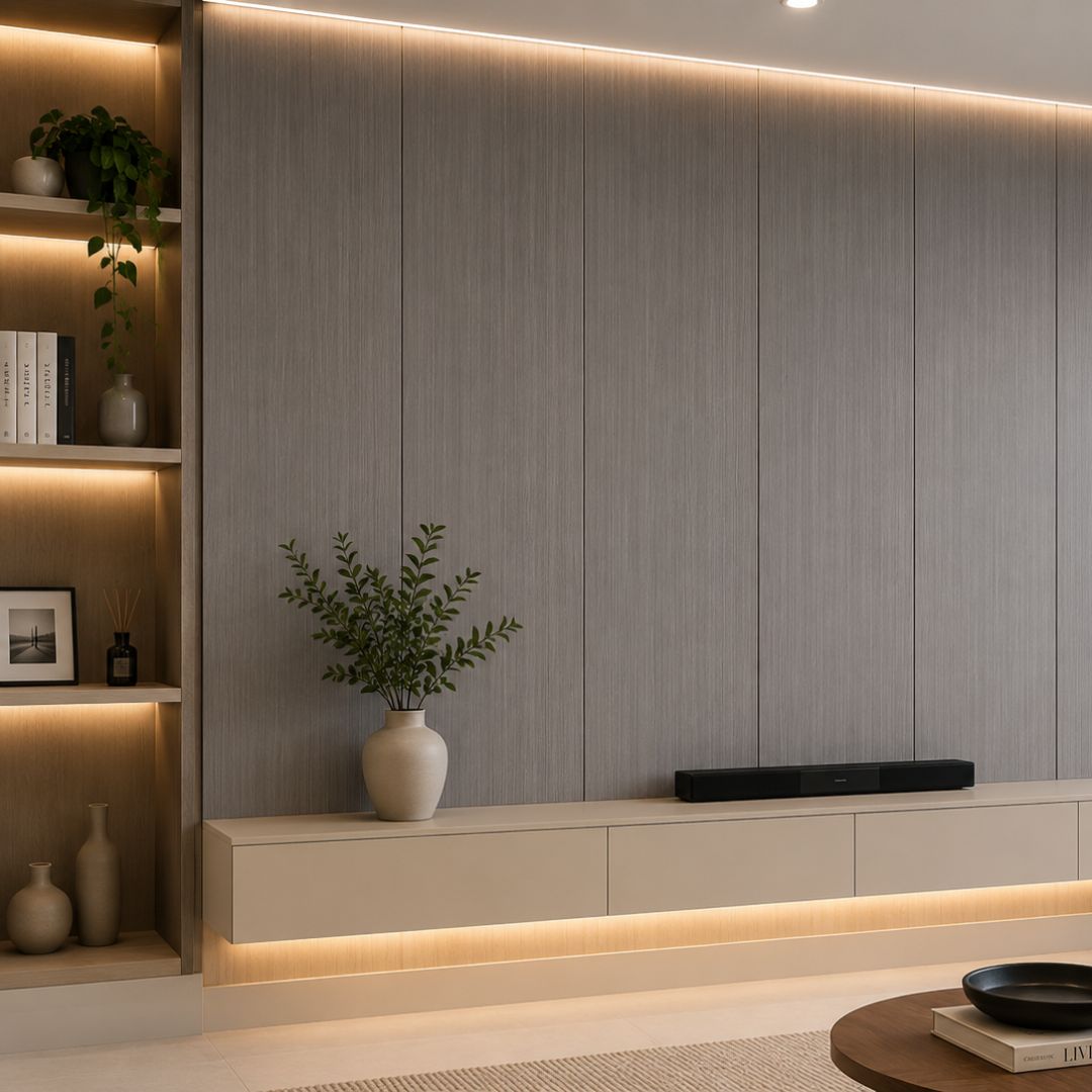 PVC PANEL แบบเรียบ รหัส PVC3002 804703-8 (เทาเข้ม ลายเส้น) แบบเรียบ 8mmx300mmx2900mm - Image 4